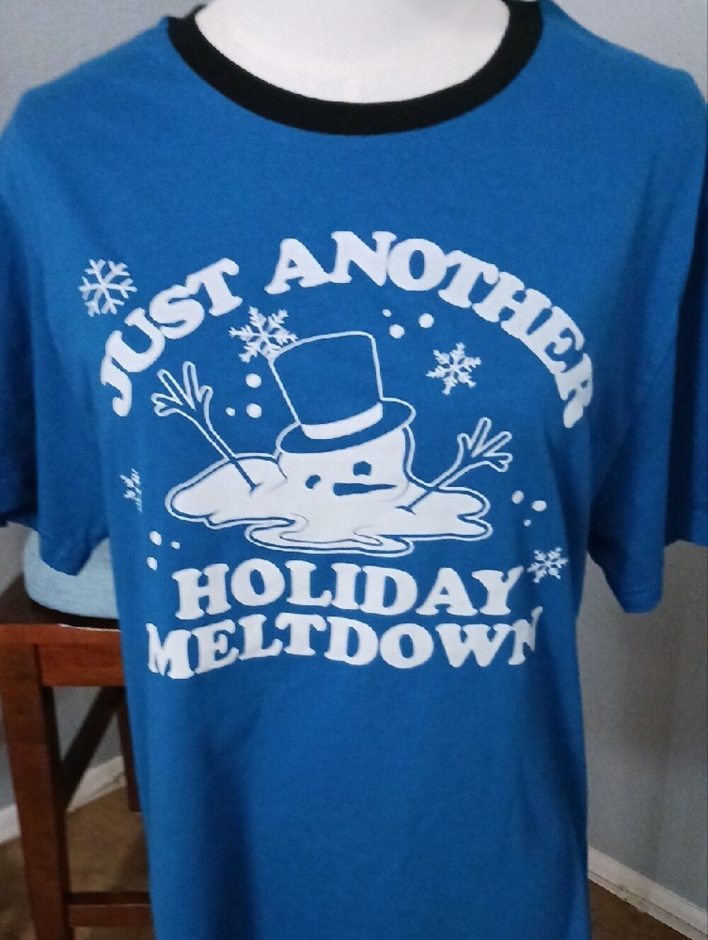 NEW!! Blue Holiday Melted Snowman Graphic Tee - Picture 2 of 8